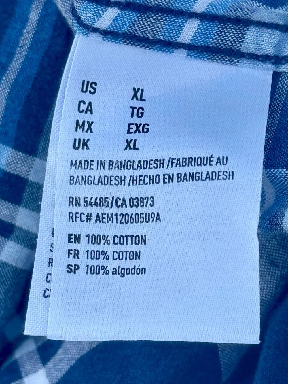 American Eagle Blue Plaid Button Down Shirt‎ XL Classic Fit